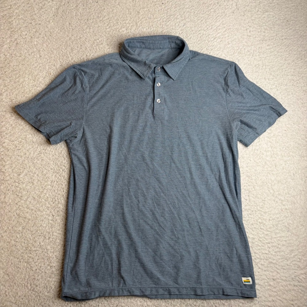 Vuori Strato Tech Polo Mens Medium Blue Heathered Short Sleeve Golf Shirt V188